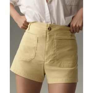 Maeve Anthropologie Colette Linen Blend Magic Fabric Shorts Butter Yellow‎ Sz 30